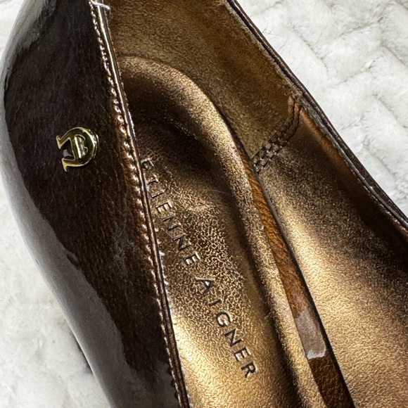 Etienne Aigner Haven Metallic Bronze Patent Heels Size 9M - Picture 2 of 14